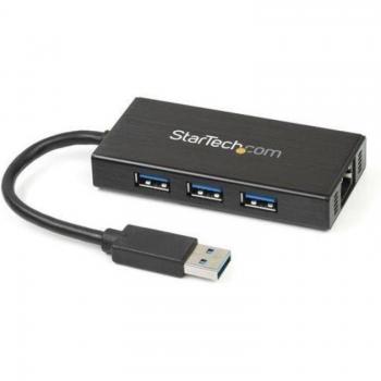 StarTech.com 3-Port Portable USB 3.0 Hub with Gigabit Ethernet Adapter - Aluminum