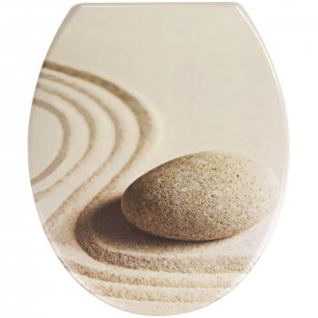 WENKO 20908100 Asiento Tapa WC Sand and Stone Easy Close - dispositivo automático de descenso, Duroplast, 37.5 x 44.5 cm, Multicolor