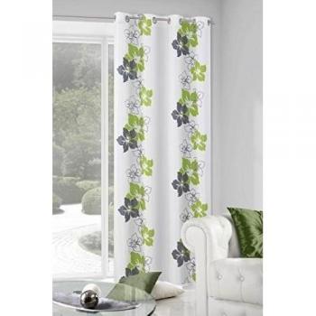 Zas Eurofirany/Glory/B + cortina de objetivo Glory con motivos florales, 140 x 250 cm, verde