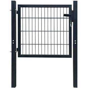 vidaXL Puerta de Valla Metálica Acero Gris Antracita 103x150 cm Reja de Jardín