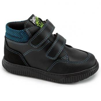 Zapatillas deportivas abotinadas para niño Pablosky de textil negro con cierre adherente 508319