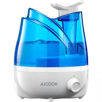 Humidificador Aicook, Humidificadores Ultrasónicos de 2L para el Dormitorio del Bebé, Boquillas Dobles Rotativas de 360 °, de Tiempo de Trabajo de 10-24 horas, Cierre Automático
