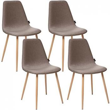 Conjunto de 4 sillas tipo escandinavo color marrón Wellhome - Dimensiones: 44x51x85,5 cm