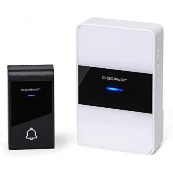 Aigostar Dong DC- Timbre Inalámbrico para Puerta，Exterior IP44 impermeable, timbre inalámbrico a pilas,de Puerta con Indicadores LED, 36 Melodías， 1 Receptores y 1 Transmisor