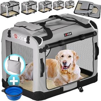 Transportín Plegable para Perros y Gatos Gris XXXL 101x70x70cm
