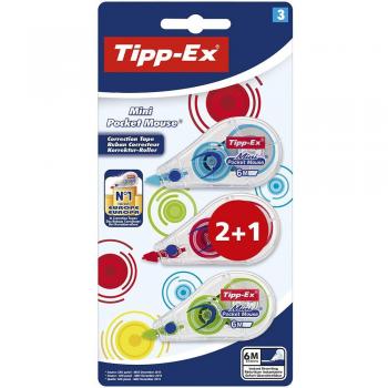 Tipp-Ex Mini Pocket Mouse Cintas correctoras - 6 m x 5 mm, Varios Colores de Dispensador, Pack de 2+1