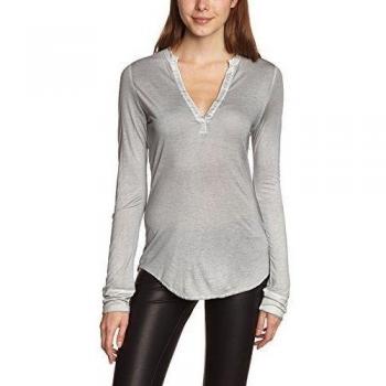 Blaumax - Camiseta de manga larga con cuello pico para mujer, color blau