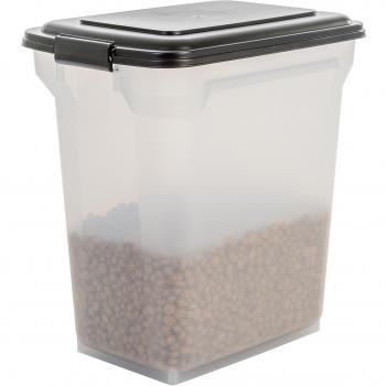 Contenedor Hermético para Alimentos de Mascotas Iris Ohyama, 45L/15kg, con Ruedas, Negro y Transparente