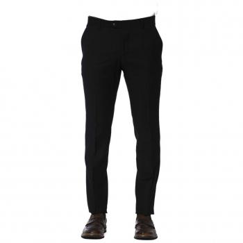 Trussardi Black Polyester Suit Trousers for Men - Size S Stylish Pants with Button and Zipper