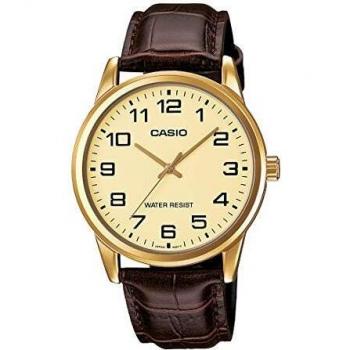 Casio MTP-V001GL-9B Classic Men's Watch - Elegant Gold, Quartz Movement, Leather Strap, Water Resistant