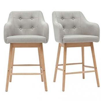 Taburetes de bar nórdicos gris claro y madera A65 cm (lote de 2) Baltik