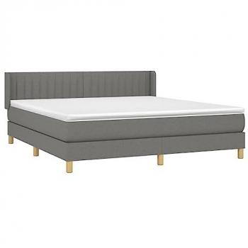 Cama Box Spring con Colchón de Tela Gris Oscuro 180x200 cm