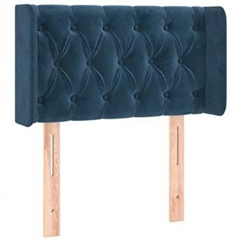 Cabecero con LED de terciopelo azul oscuro 83x16x78/88 cm