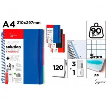 Cuaderno A4 120 hojas con 3 separadores