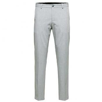 SELECTED HOMME Slim Fit Dress Pants with Button and Zipper Closure, Light Grey, Size 102