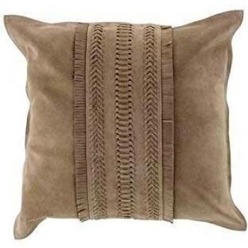 Cojín Decorativo Cuadrado de Cuero India 45x45cm Gris Claro