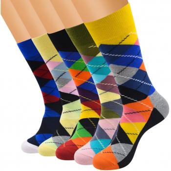 FULIER Mens 5 pack Cotton Rich Smart Design Calcetines coloridos y cómodos Calcetines UK 6-13 EUR 39-47