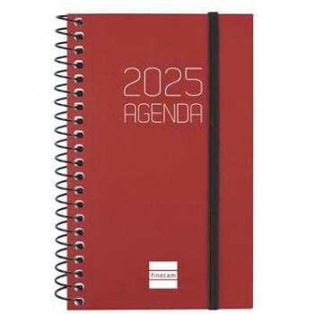 Agenda Finocam OPAQUE Burdeos Mini 7,9 x 12,7 cm 2025 - Agenda año 2025 Espiral Basics Opaque E3-79x127 mm semana vista horizontal Finocam burdeos -