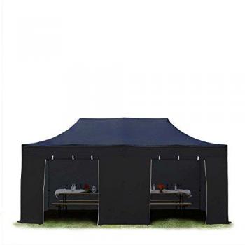 Carpa Plegable 3x6m Premium Acero 40mm con Laterales Sin Ventana, Negro