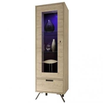 Vitrina de Madera Palma con 1 puerta de vidrio y 1 cajón sin iluminación - H177 cm
