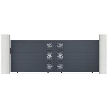 Pack puerta corredera 4m Arlberg 400x140 cm + 2 postes de aluminio H.166 cm Gris