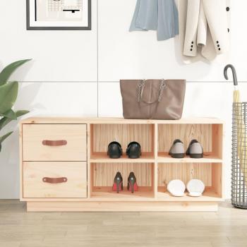 Zapatero de madera maciza de pino 100x34x45 cm Marrón