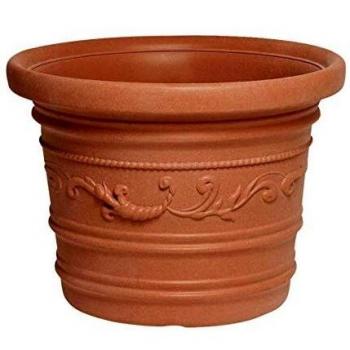 Saturnia Macetero Resina Redondo, Color Terracota, Resistente, Ideal Exterior, 50 Cm Diametro.