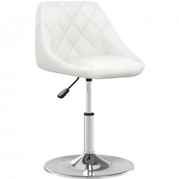 Taburete de Bar blanco en cuero sintético con diseño moderno, altura ajustable, base de acero inoxidable y reposapiés