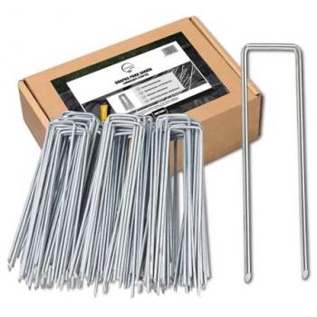 Grapas Ultra Resistentes de Acero Galvanizado para Malla Antihierba y Césped Artificial - 200 Unidades, 15x4cm, Ø3mm