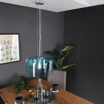Lámpara colgante de techo Cristal Azul 1 bombilla E27 150cm LuceAmbienteDesign