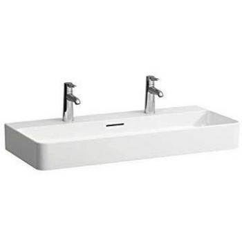 Lavabo sobre encimera Laufen VAL 950x420 mm, 2 orificios para grifería, con rebosadero, color blanco LCC