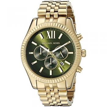 Michael Kors Unisex Lexington Quartz Watch - Black & Rose Gold Metal - One Size