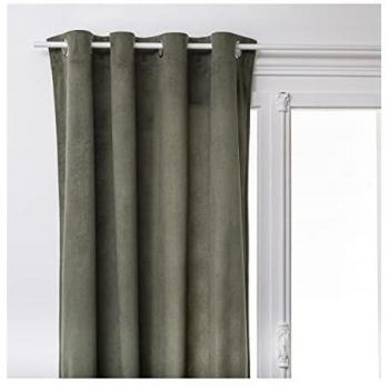 Cortina Lilou Verde Caqui 140x260 cm con Ojales - Atmosphera