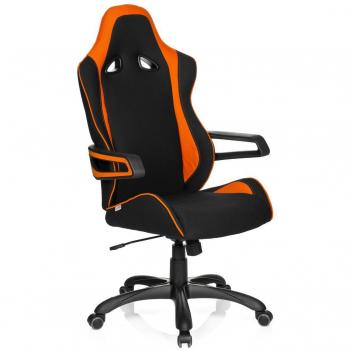 hjh OFFICE RACER PRO II - Silla gaming o de oficina, tejido negro y naranja