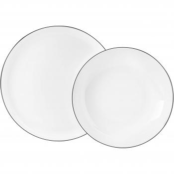 Set de Vajilla Seltmann Lido Black Line 12 Piezas para 6 Personas, Porcelana con Borde Negro