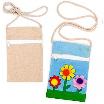 Baker Ross Bolsos de Hombro Infantiles de Tejido Liso para Pintar, Decorar y Personalizar Material Esencial para Manualidades Creativas y Artesanía de Niños