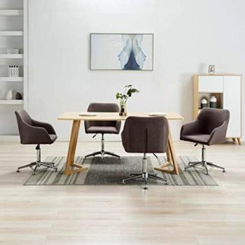 Swivel Dining Chairs Set of 4 in Taupe Fabric