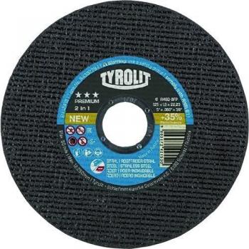 Tyrolit 34332794 PREMIUM Extradelgados 2in1 Discos de Corte, 41, A60Q-BFP, 125 x 1.6 x 22.23 mm Dimensiones, Caja de 25