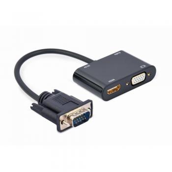 Gembird A-VGA-HDMI-02 Adaptador Cable VGA Macho a HDMI/VGA Hembra 0.15m Negro