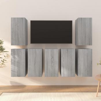 Mueble TV 7 piezas Sonoma gris 30,5x30x60 cm madera multicapa