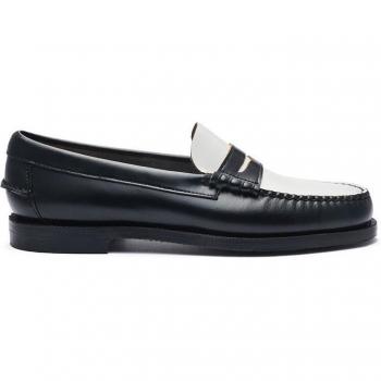 Sebago Classic Dan Women's Black and White Leather Loafers