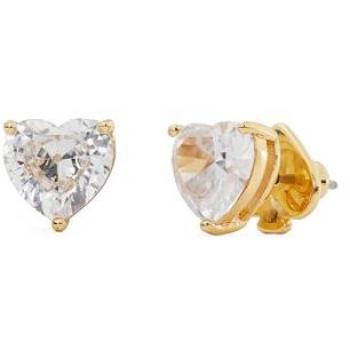 Kate Spade New York Heart Stud Earrings - Gold/Clear/White - Size: One Size