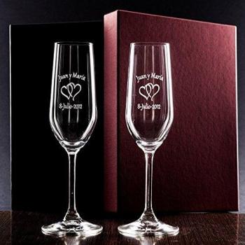 Copas de Cava Personalizadas para Parejas - Regalo de Boda, Aniversario, San Valentín, Bodas de Oro o Bodas de Plata