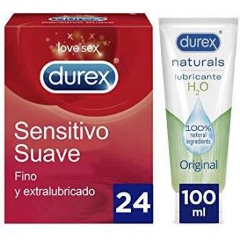 Durex Preservativos Sensitivo Suave + Lubricante Naturals H20 - 24 condones + Lubricante 100ml