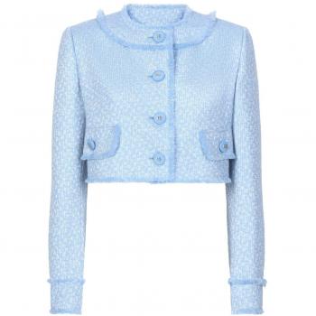 Dolce & Gabbana Women's Buttoned Cropped Jacket in Clear Blue | Size 38 | F26X8THUMUAF3981