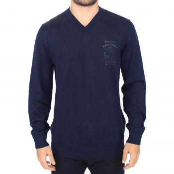 Ermanno Scervino Men's Blue Wool Blend V-neck Pullover Sweater - IT48 | M