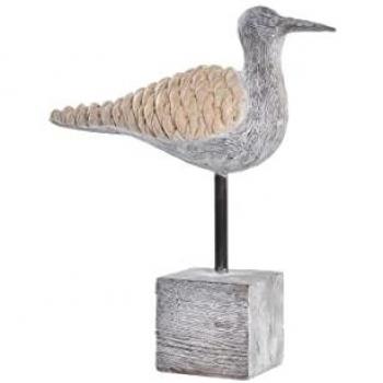 Figura Decorativa DKD Home Decor Gris Natural Pájaro Mediterráneo 23 x 9 x 26,7 cm, Resina, Estándar