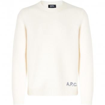 A.P.C. Edward Round-Neck Beige Wool Sweater for Men, Size M