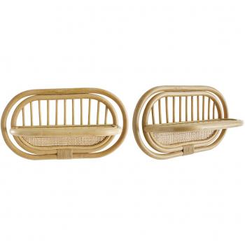 Set de 2 estanterías de pared de ratán y caña 45 cm SYBILLE