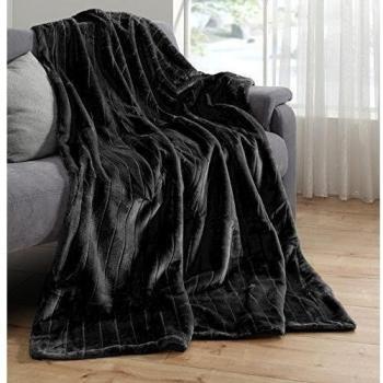De alta calidad de colour negro y de techo de imitación de piel de la manta de Manta Plaid 150 x 200 de visón manta de piel de aspecto de colcha